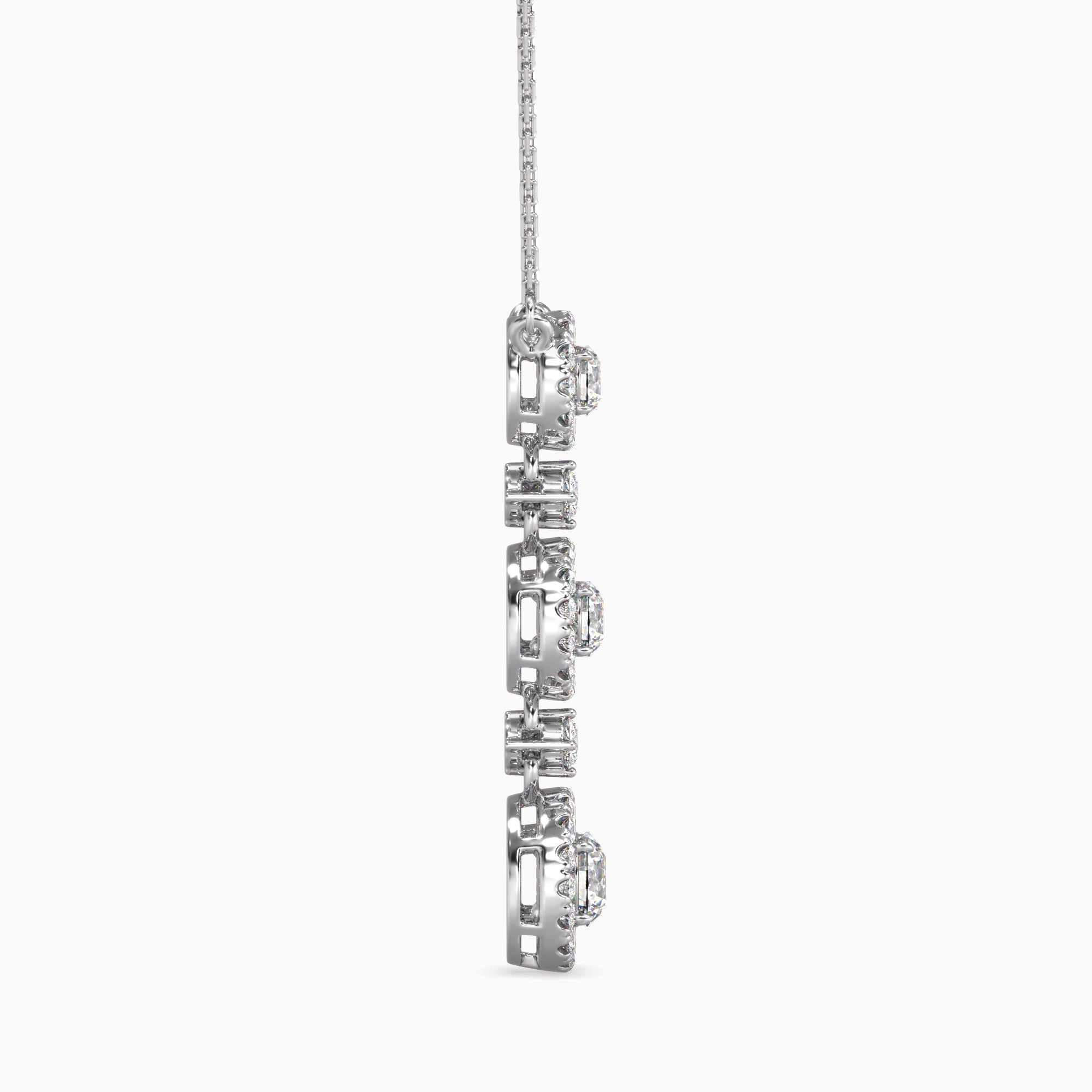 Round Brilliant Cut Lab-Grown Diamond Triple Halo Pendant in White Gold