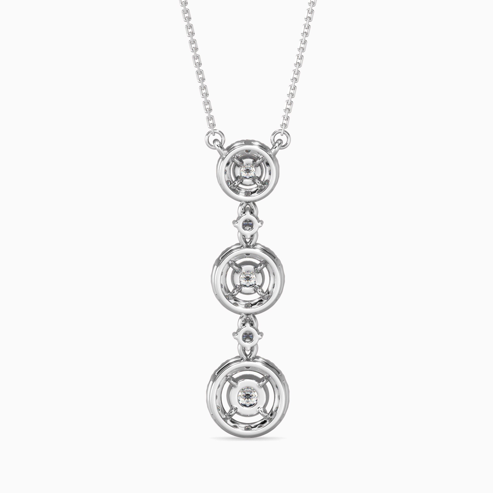 Round Brilliant Cut Lab-Grown Diamond Triple Halo Pendant in White Gold