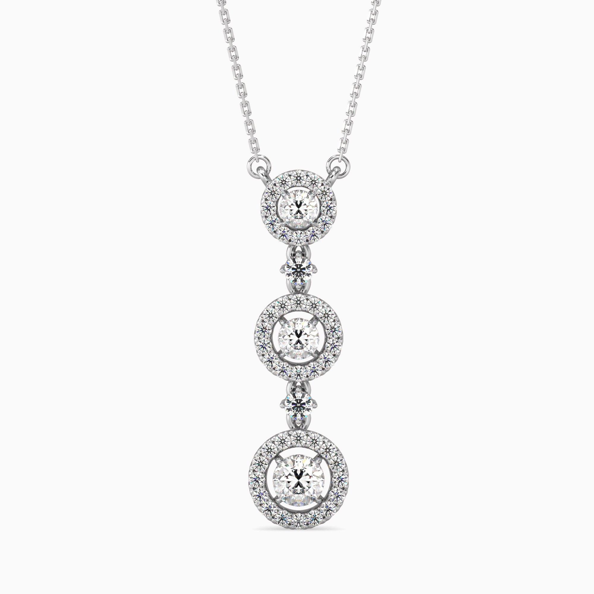 Round Brilliant Cut Lab-Grown Diamond Triple Halo Pendant in White Gold