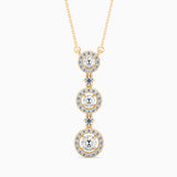 Round Brilliant Cut Lab-Grown Diamond Triple Halo Pendant in Yellow Gold