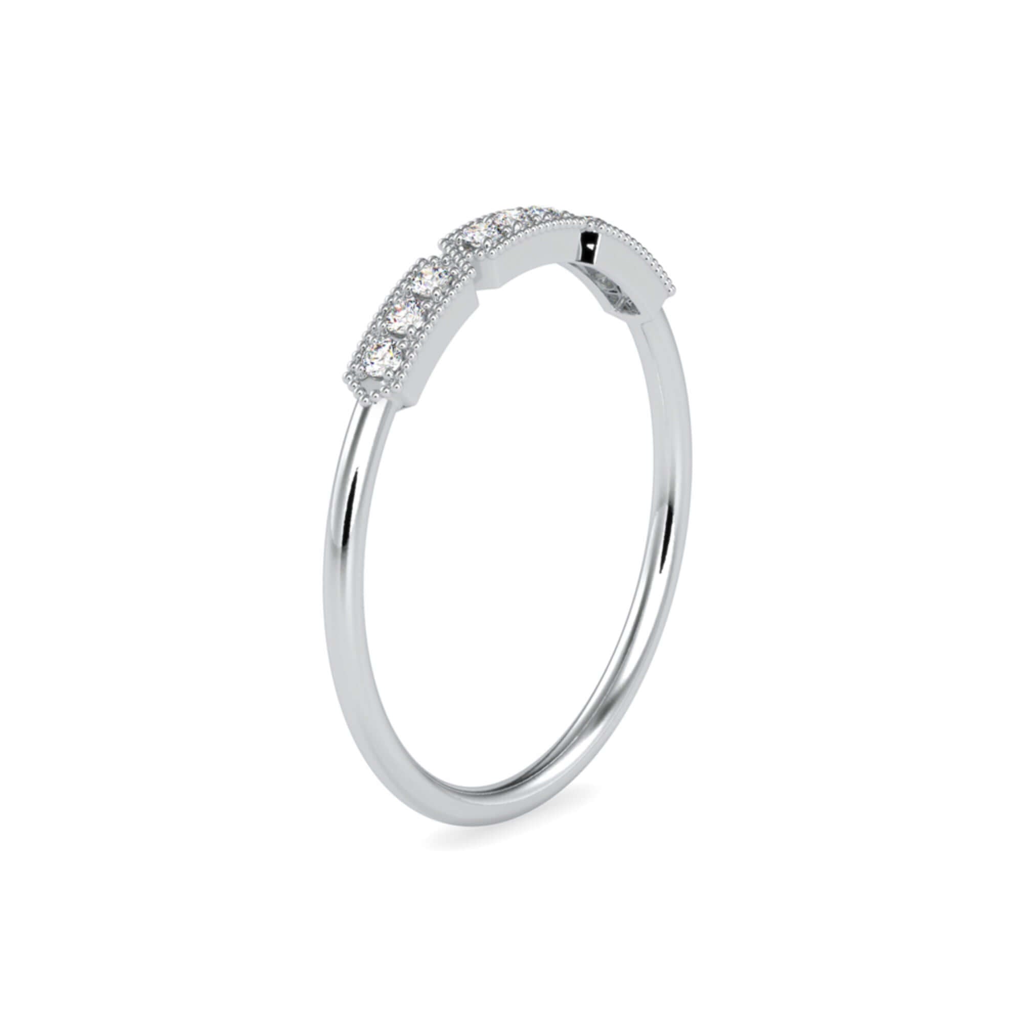 Round Brilliant Cut Lab-Grown Diamond Triple Milgrain Stackable Ring in White Gold