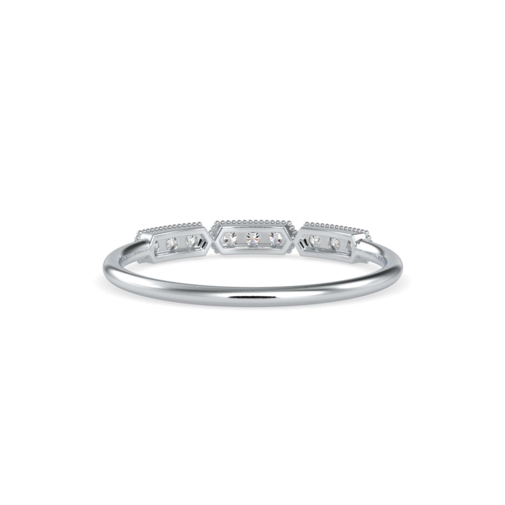 Round Brilliant Cut Lab-Grown Diamond Triple Milgrain Stackable Ring in White Gold