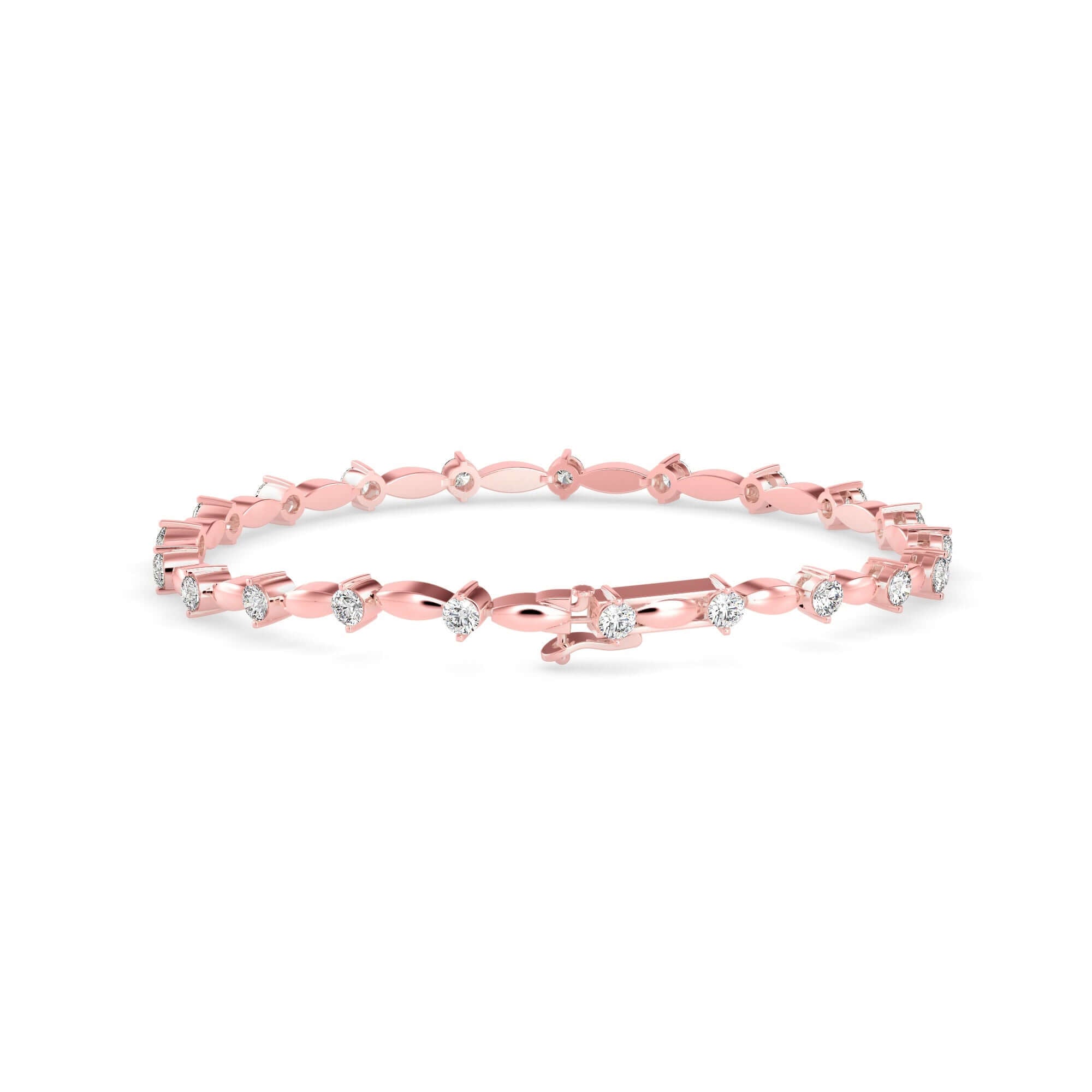 Round Brilliant Cut Lab-Grown Diamond Twist Link Tennis Bracelet in Rose Gold