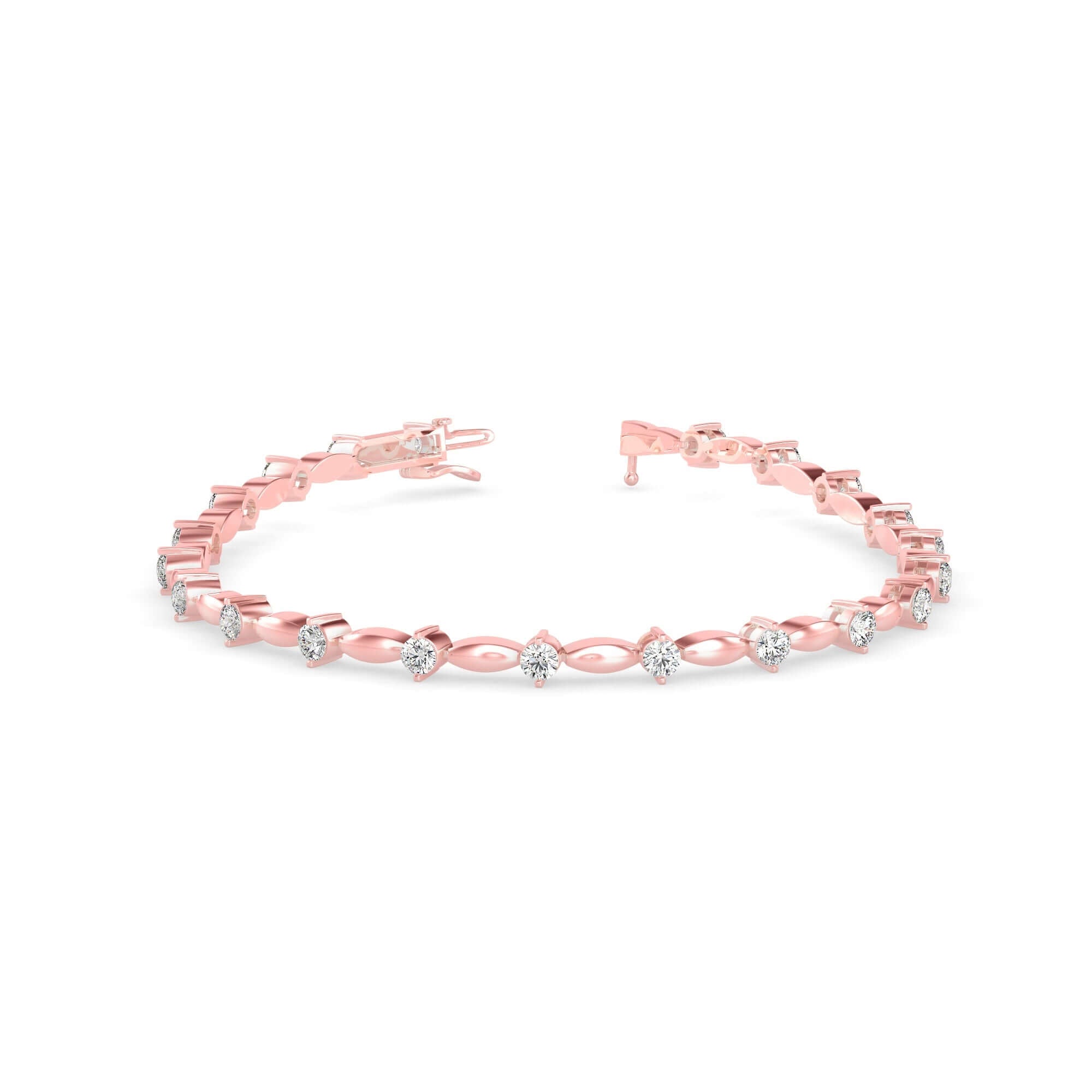 Round Brilliant Cut Lab-Grown Diamond Twist Link Tennis Bracelet in Rose Gold