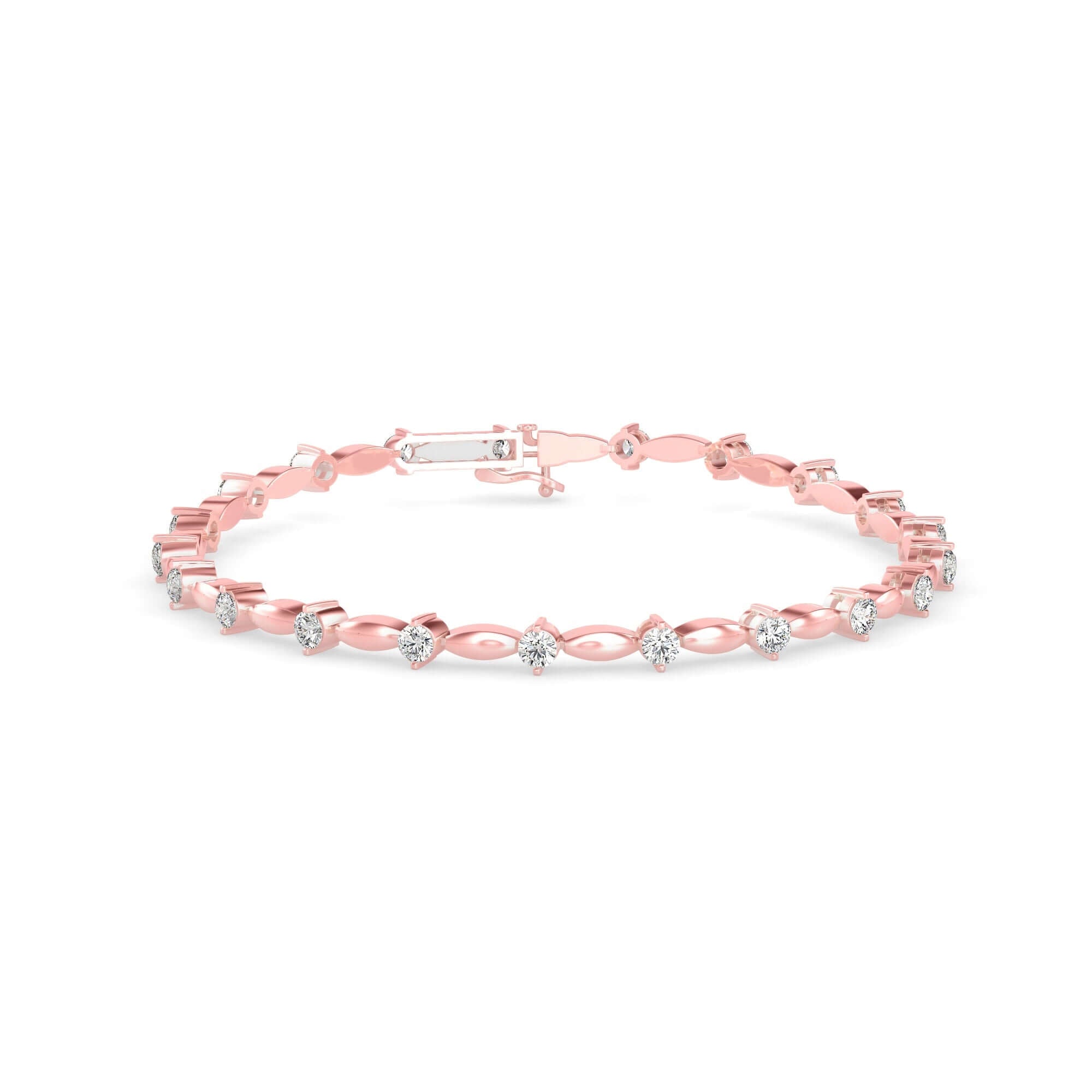 Round Brilliant Cut Lab-Grown Diamond Twist Link Tennis Bracelet in Rose Gold