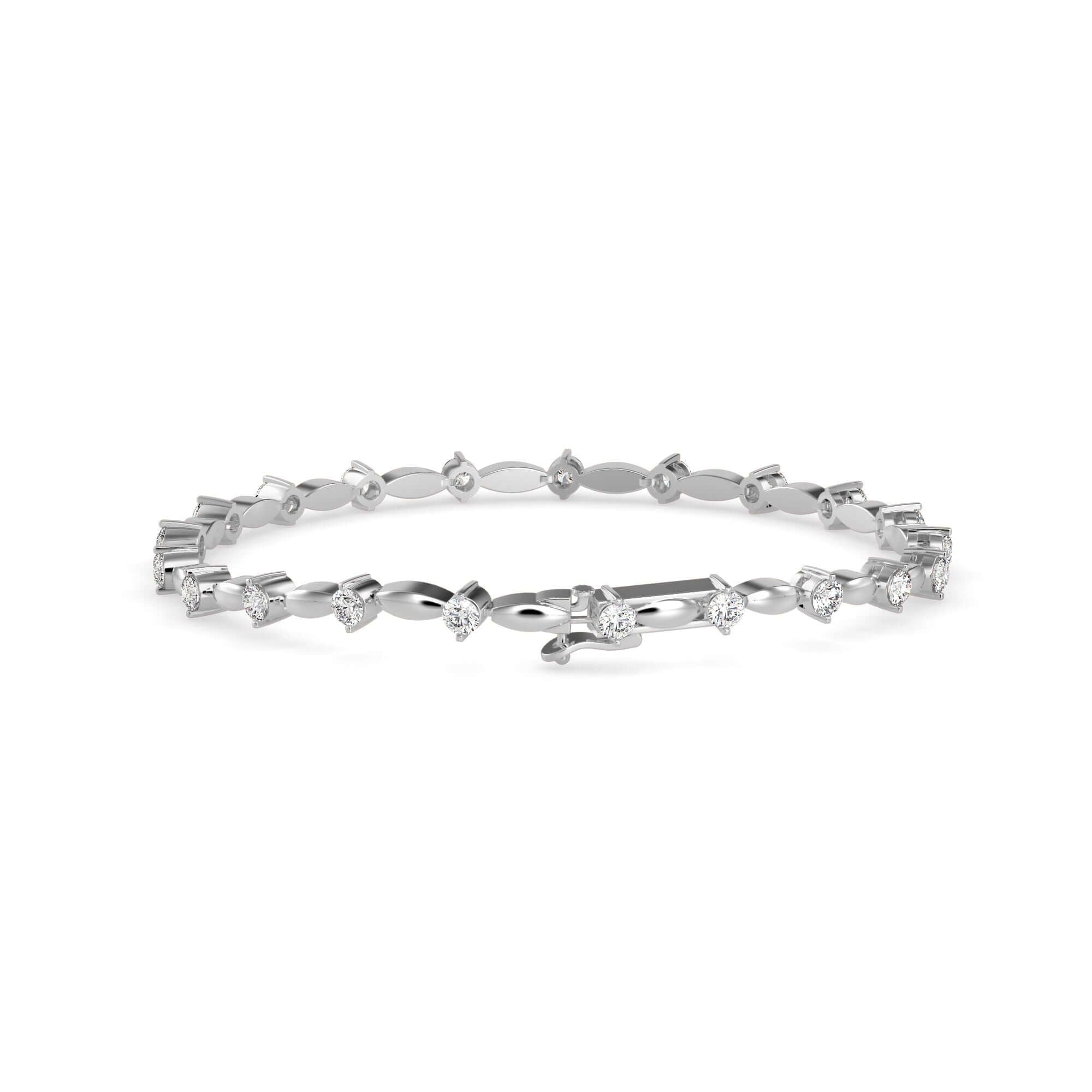 Round Brilliant Cut Lab-Grown Diamond Twist Link Tennis Bracelet in White Gold