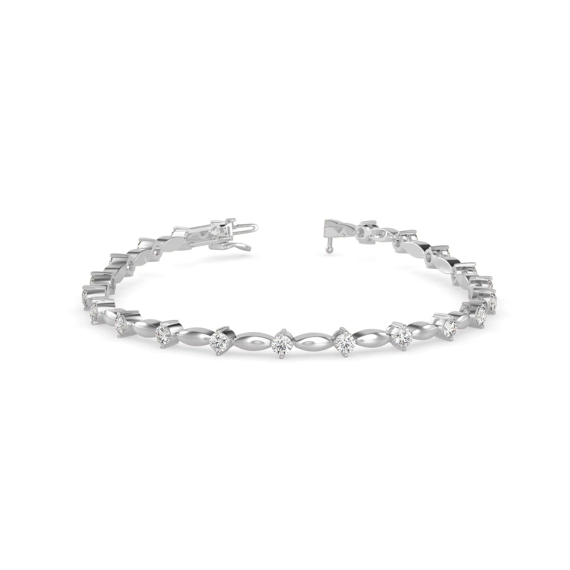 Round Brilliant Cut Lab-Grown Diamond Twist Link Tennis Bracelet in White Gold