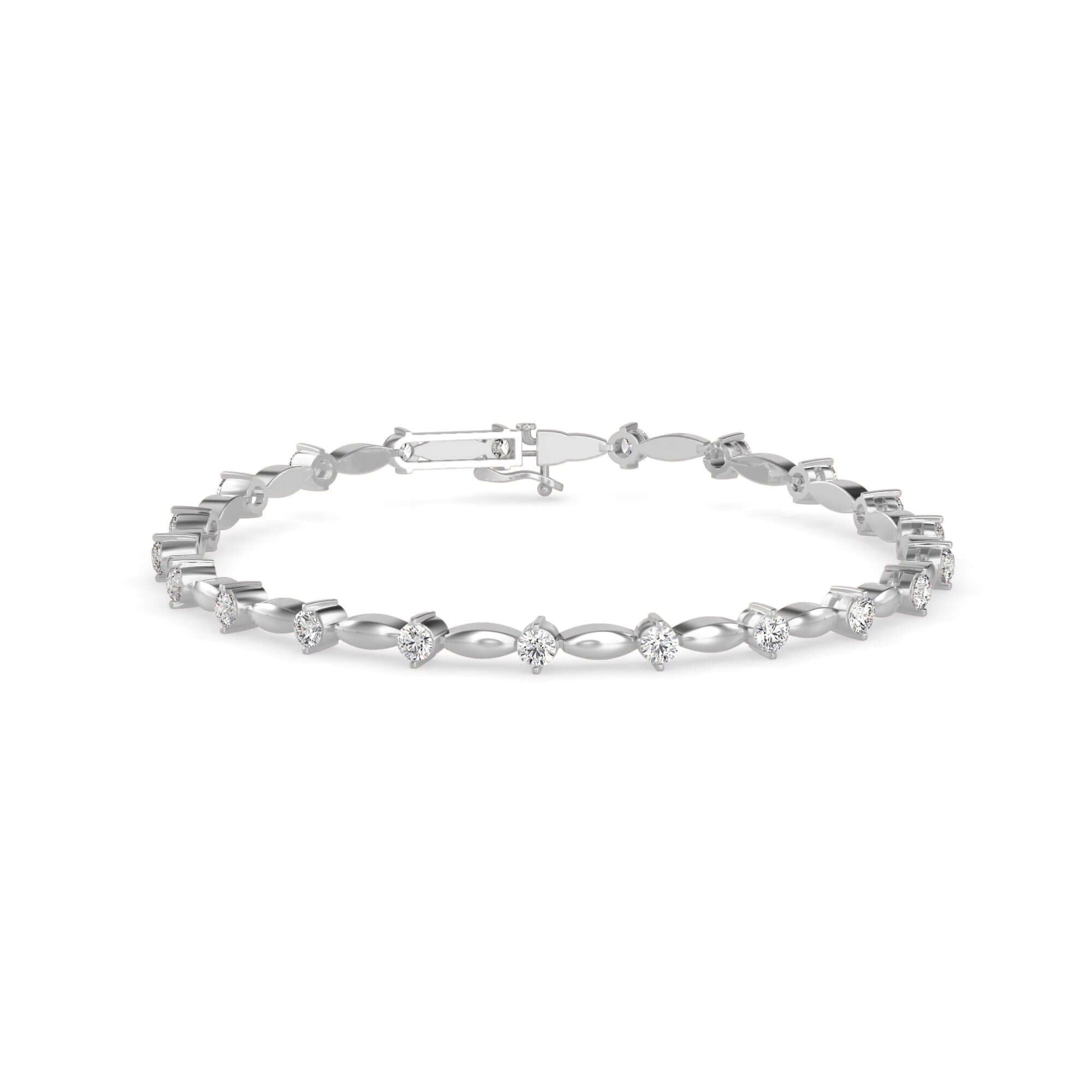 Round Brilliant Cut Lab-Grown Diamond Twist Link Tennis Bracelet in White Gold