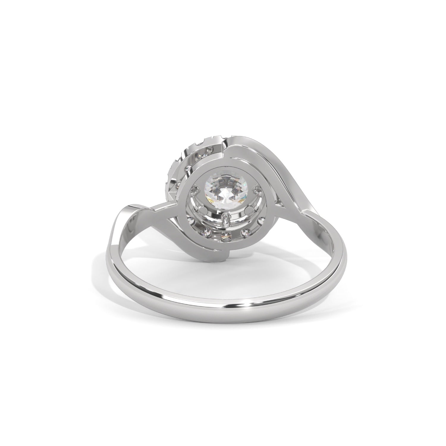 Round Brilliant Cut Lab-Grown Diamond Twisted Halo Engagement Ring in White Gold