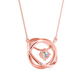 Round Brilliant Cut Lab-Grown Diamond Twisted Orbit Pendant in Rose Gold