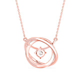 Round Brilliant Cut Lab-Grown Diamond Twisted Orbit Pendant in Rose Gold
