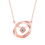 Round Brilliant Cut Lab-Grown Diamond Twisted Orbit Pendant in Rose Gold