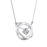 Round Brilliant Cut Lab-Grown Diamond Twisted Orbit Pendant in White Gold