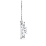 Round Brilliant Cut Lab-Grown Diamond Twisted Orbit Pendant in White Gold