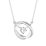 Round Brilliant Cut Lab-Grown Diamond Twisted Orbit Pendant in White Gold