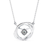 Round Brilliant Cut Lab-Grown Diamond Twisted Orbit Pendant in White Gold