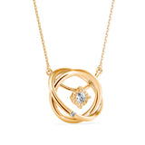 Round Brilliant Cut Lab-Grown Diamond Twisted Orbit Pendant in Yellow Gold