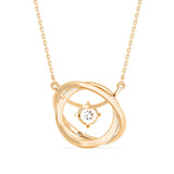 Round Brilliant Cut Lab-Grown Diamond Twisted Orbit Pendant in Yellow Gold