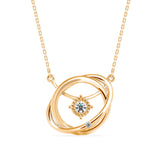 Round Brilliant Cut Lab-Grown Diamond Twisted Orbit Pendant in Yellow Gold