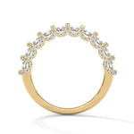 Round Brilliant Cut Lab-Grown Diamond U-Prong Pavé Half-Eternity Ring in Yellow Gold