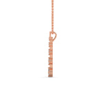 Round Brilliant Cut Lab-Grown Diamond Vertical Bar Pendant in Rose Gold
