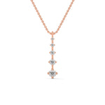 Round Brilliant Cut Lab-Grown Diamond Vertical Bar Pendant in Rose Gold