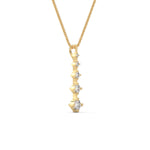Round Brilliant Cut Lab-Grown Diamond Vertical Bar Pendant in Yellow Gold