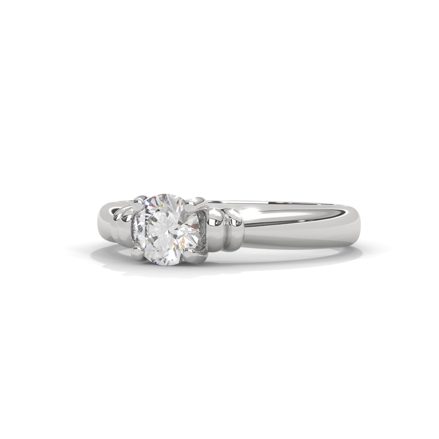 Round Brilliant Cut Lab-Grown Diamond Vintage-Style Solitaire Engagement Ring in White Gold