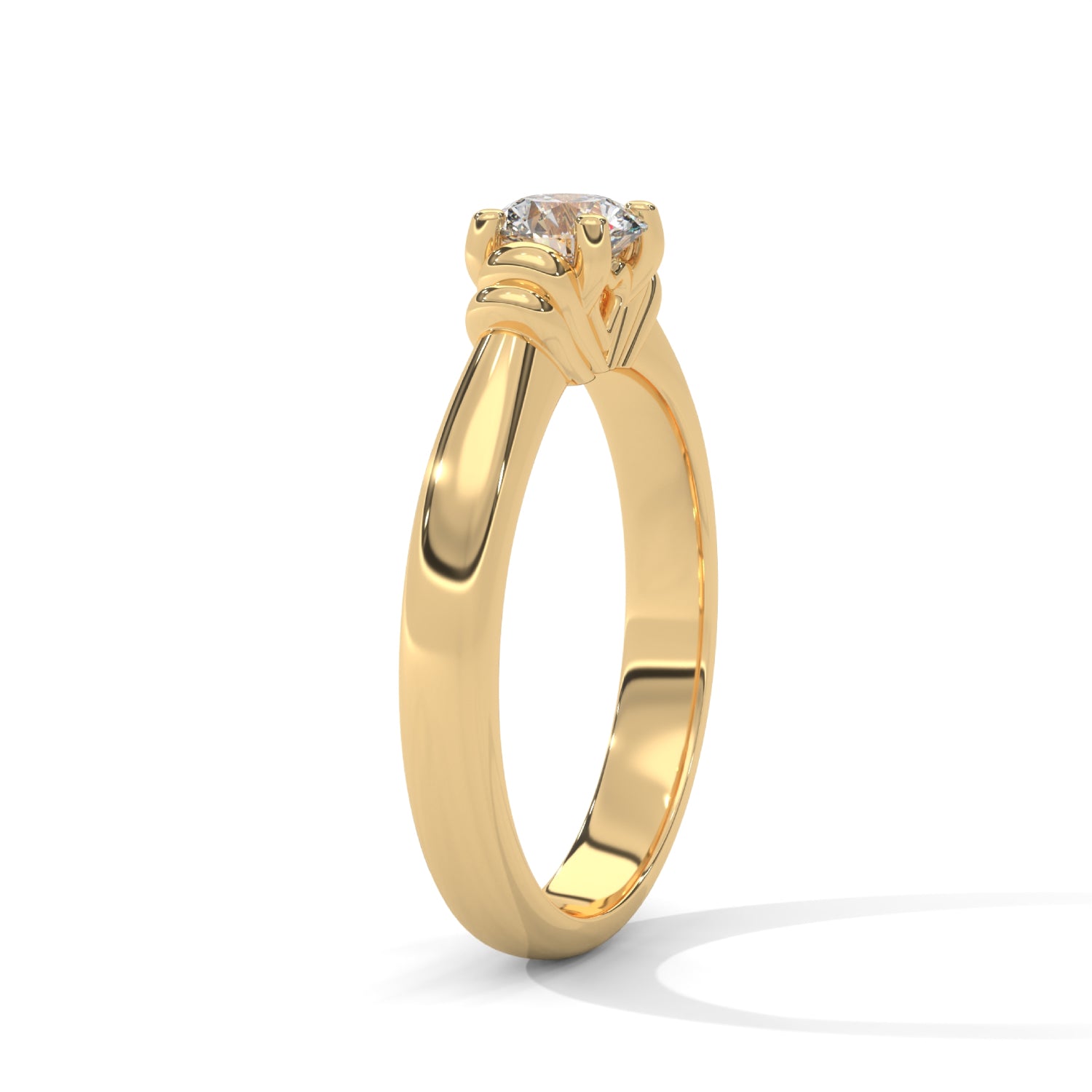 Round Brilliant Cut Lab-Grown Diamond Vintage-Style Solitaire Engagement Ring in Yellow Gold