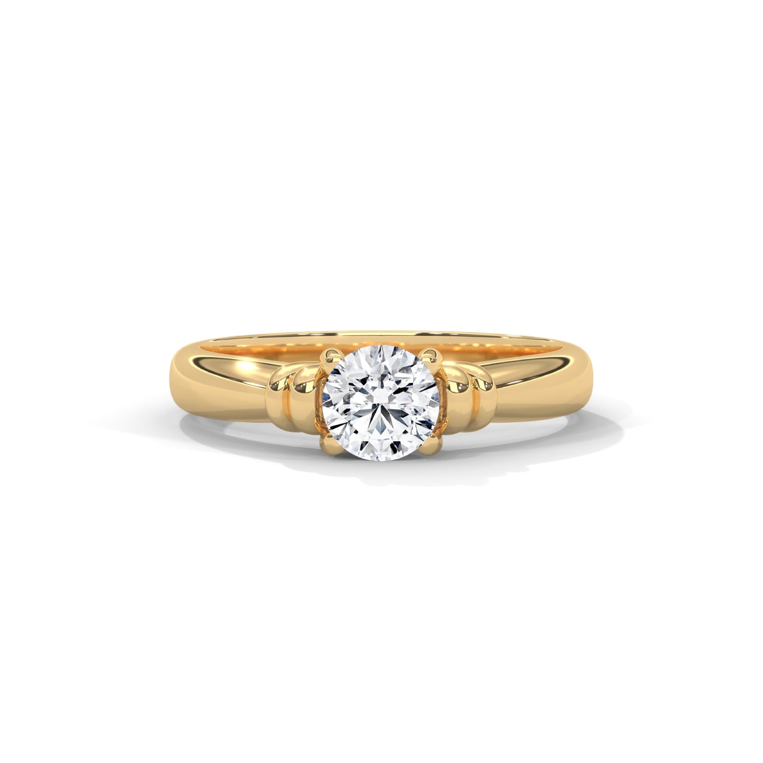 Round Brilliant Cut Lab-Grown Diamond Vintage-Style Solitaire Engagement Ring in Yellow Gold