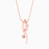 Round Brilliant Cut Lab-Grown Diamond Wave Pendant in Rose Gold