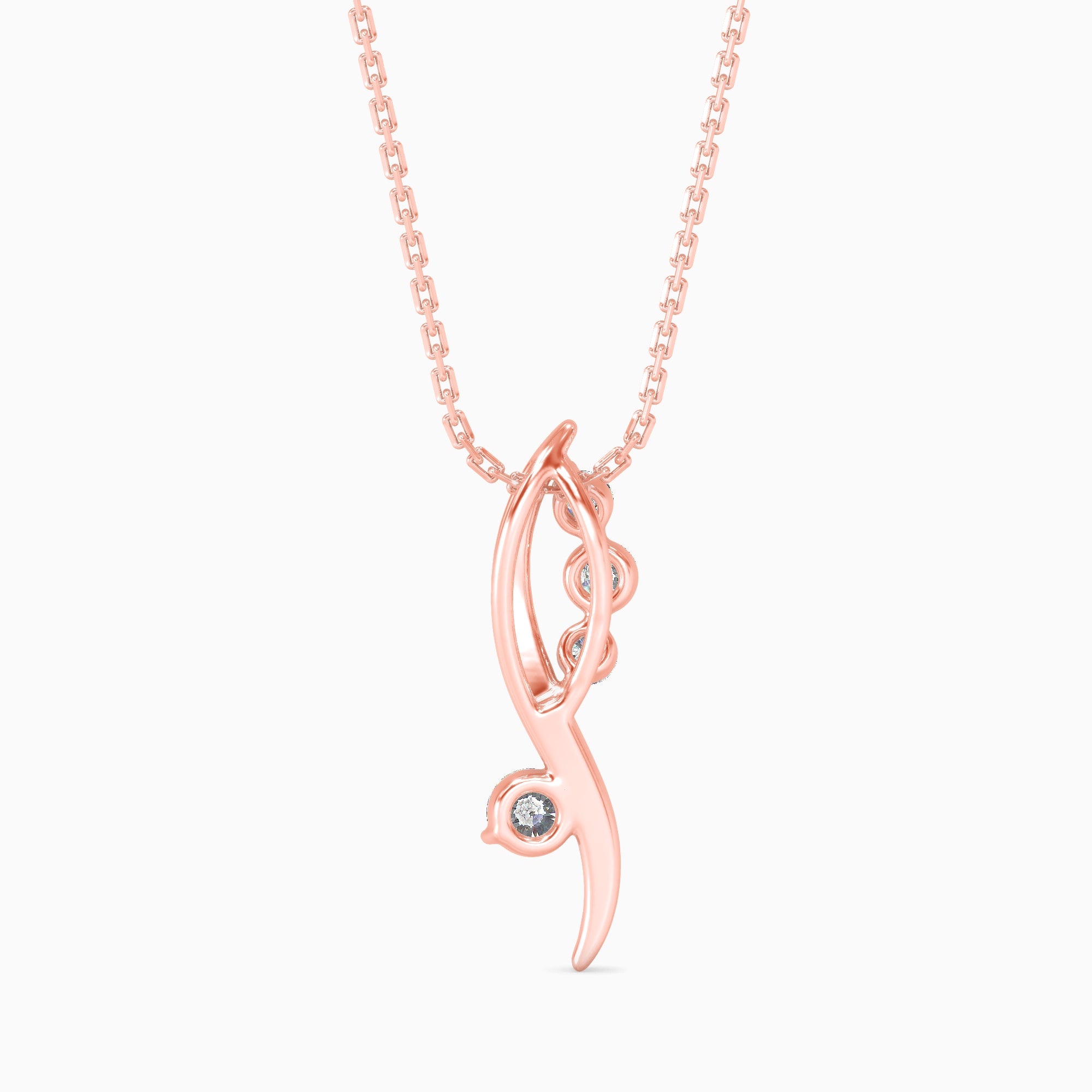 Round Brilliant Cut Lab-Grown Diamond Wave Pendant in Rose Gold