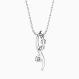 Round Brilliant Cut Lab-Grown Diamond Wave Pendant in White Gold