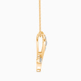 Round Brilliant Cut Lab-Grown Diamond Wave Pendant in Yellow Gold
