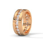 Round Brilliant Cut Lab-Grown Diamond Wide Wedding Ring in Rose Gold