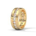 Round Brilliant Cut Lab-Grown Diamond Wide Wedding Ring in Yellow Gold