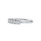 Round Brilliant and Baguette Cut Lab-Grown Diamond Stackable Ring in White Gold