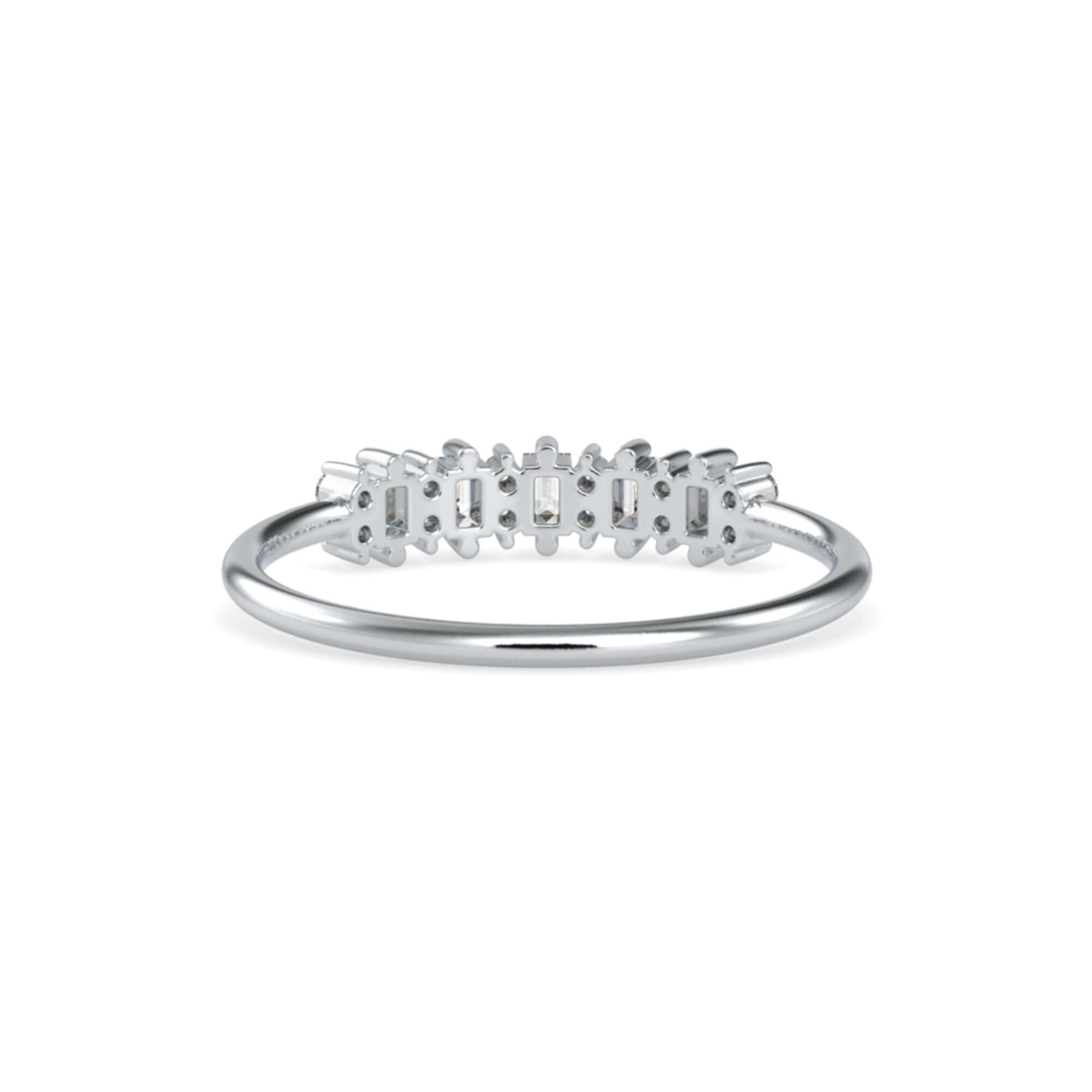 Round Brilliant and Baguette Cut Lab-Grown Diamond Stackable Ring in White Gold