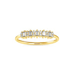 Round Brilliant and Baguette Cut Lab-Grown Diamond Stackable Ring in Yellow Gold