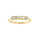 Round Brilliant and Baguette Cut Lab-Grown Diamond Stackable Ring in Yellow Gold