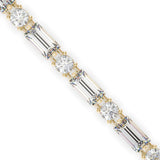 Round Brilliant and Baguette Cut Lab-Grown Diamond Tennis Bracelet in Yellow Gold