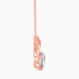 Round Brilliant Cut Lab-Grown Diamond Crossover Pendant in Rose Gold