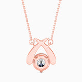 Round Brilliant Cut Lab-Grown Diamond Crossover Pendant in Rose Gold