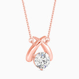 Round Brilliant Cut Lab-Grown Diamond Crossover Pendant in Rose Gold