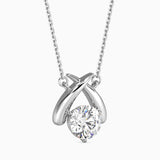 Round Brilliant Cut Lab-Grown Diamond Crossover Pendant in White Gold