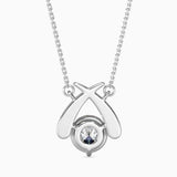 Round Brilliant Cut Lab-Grown Diamond Crossover Pendant in White Gold