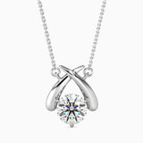 Round Brilliant Cut Lab-Grown Diamond Crossover Pendant in White Gold