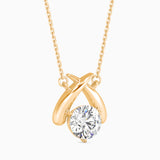 Round Brilliant Cut Lab-Grown Diamond Crossover Pendant in Yellow Gold