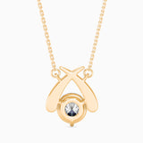 Round Brilliant Cut Lab-Grown Diamond Crossover Pendant in Yellow Gold