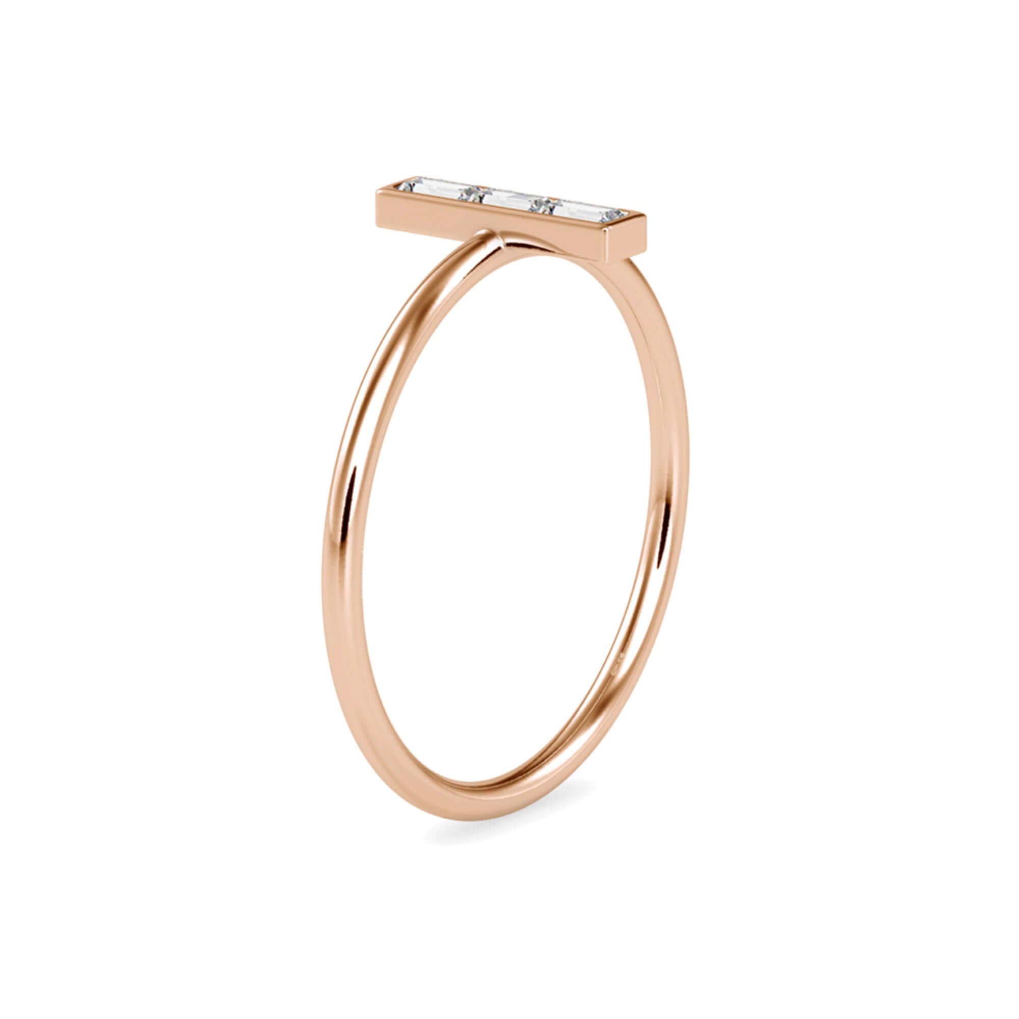 Vertical Baguette Cut Lab-Grown Diamond Stackable Ring in Rose Gold